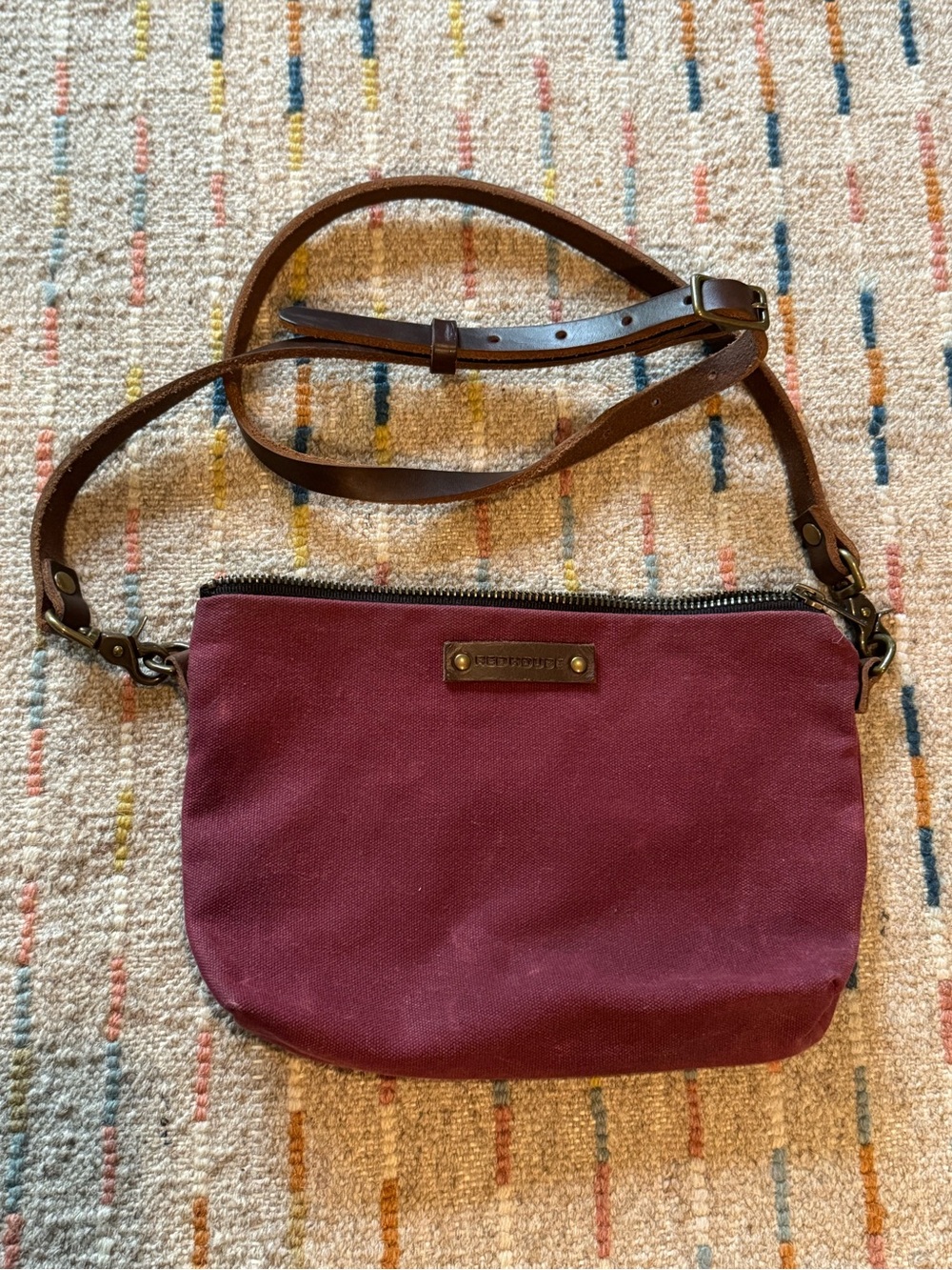 RedHouse Mini Crossbody Bag with Adjustable Leather Strap in Plum Red
